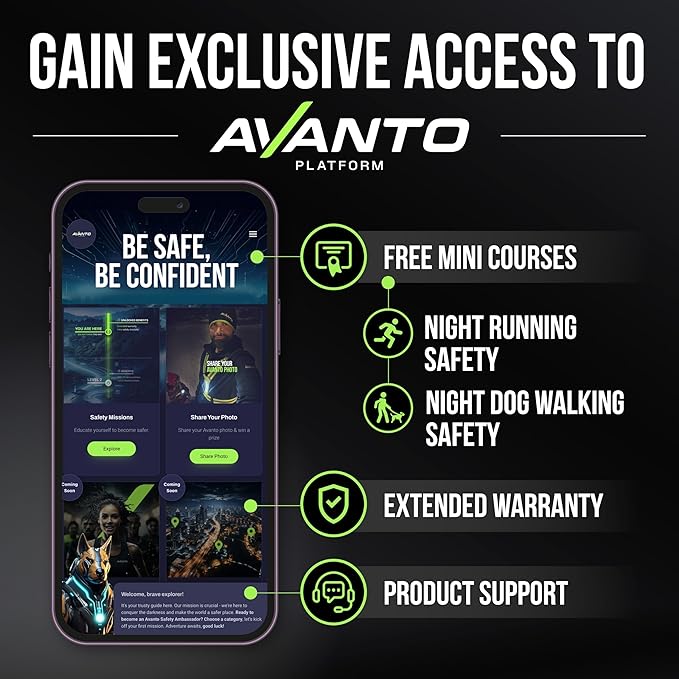 AVANTO PRO Chest Light, Original, USB-C Rechargeable, Running Lights for Runners, 500lm Adjustable Beam, 3-5h Use Time, Running Headlamp Flashlights, Walking Lights for Night Walking, Yellow