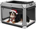 Veehoo Large Dog Crate for Indoor Outdoor, Portable Collapsible Travel Dogs Crate, 42 Inch Soft Foldable Pet Kennel with 4-Door Mesh Windows