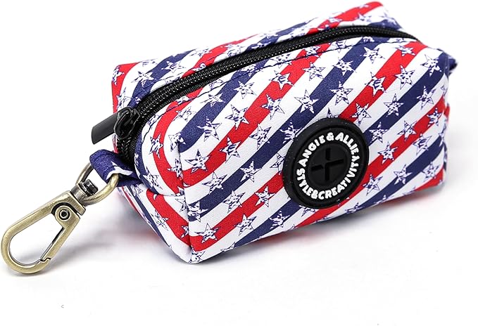 Organic Cotton Dog Poop Bag Holder for Leash Brass Hardware Waste Bag Dispenser Pet Waste Management Solution