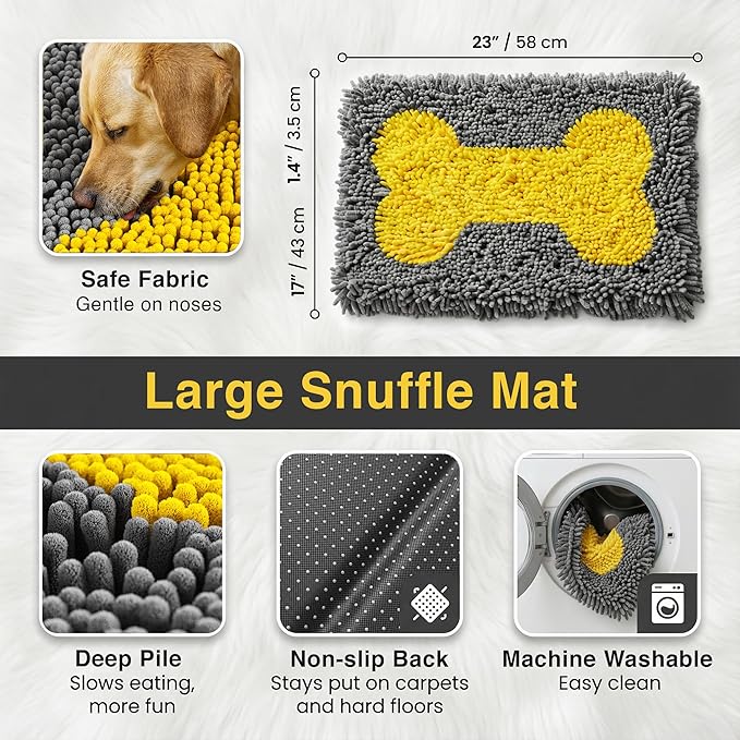 Snuffle Mat for Dogs Large Breed, Medium & Small – 17" x 23" Snuffle and Sniff Mat for Dogs & Puppies - Foraging Rugs with Non-Slip Base