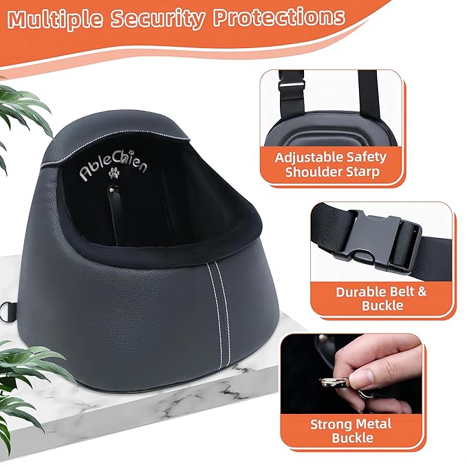 Dog Car Seat for Small Dogs Under 6 lbs (3kg), Deluxe Dog Booster Car Seat with Durable Belt and Buckles, Portable and Soft Pet Booster Seat, Black