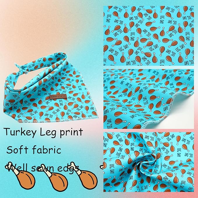 Elegant Little Tail Thanksgiving Dog Bandana - 1PC Adjustable Soft Washable Square Dog Scarf for Small to Large Dogs