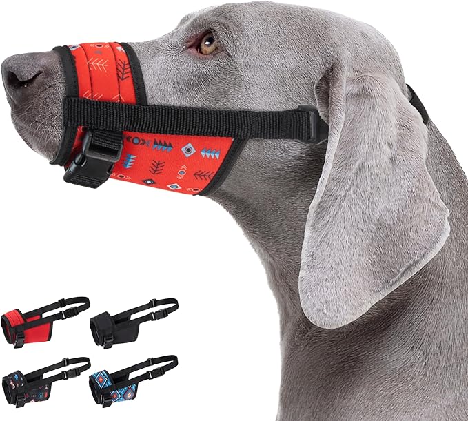 CollarDirect Dog Muzzle - Updated Design Adjustable Soft Breathable Tribal Nylon Dog Mouth Guard Cover for Small, Medium and Large Dogs, Anti Chewing, Barking & Biting (L/XL, Pattern 1)