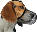 Dog Muzzle, Breathable Soft for Small to Medium Dogs to Anti & Prevent Barking Biting Chewing, Reflective & Adjustable Basket Muzzle with Air Mesh for Schnauzer Black M