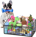 Indestructible Dog Toy basket, Medium Toy Box for Dogs,Pet Toy Bin Dog Metal Basket for Toys, Toy Storage Organizer, Toy Box for Living Room Area (Black)