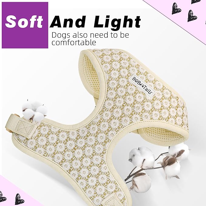 No Pull Dog Vest Harness for Small&Medium Dogs, Side Clip Adjustable Pet Vest, Soft Breathable, Fashion Dog Harnesses for Walking, Running, Shopping (Gold, S)