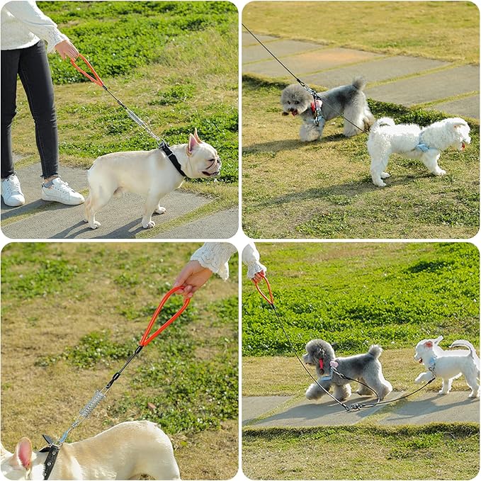 Heavy-Duty Dog Leash,Chew-Proof Metal Leash for Large Dogs (Up to 250lbs),10ft Wire Rope Dog Leashes with Soft Silicone Grip