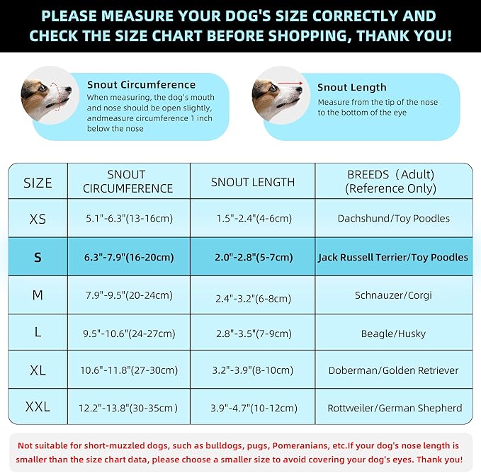 Dog Muzzle, Breathable Soft for Small Dogs to Anti & Prevent Barking Biting Chewing, Reflective & Adjustable Basket Muzzle with Air Mesh for Toy Poodles Blue S