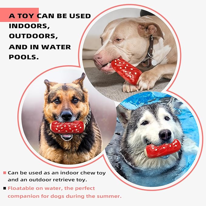 LiuMelinda Dog Chew Toys for Aggressive-Chewers - Indestructible Dog Toy for Aggressive Chewer，Tough Chew Toys for Dogs （Rubber Red Meat Stick）