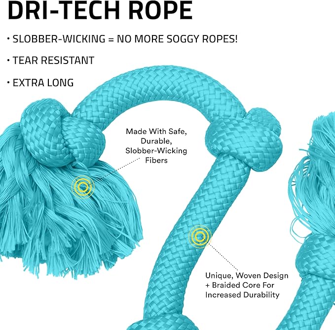 Playology Rope Toys for Dogs | Tug of War Dog Toy for Aggressive Chewers | Peanut Butter Scented Dog Toys | Mega Rope Toy for Interactive Play