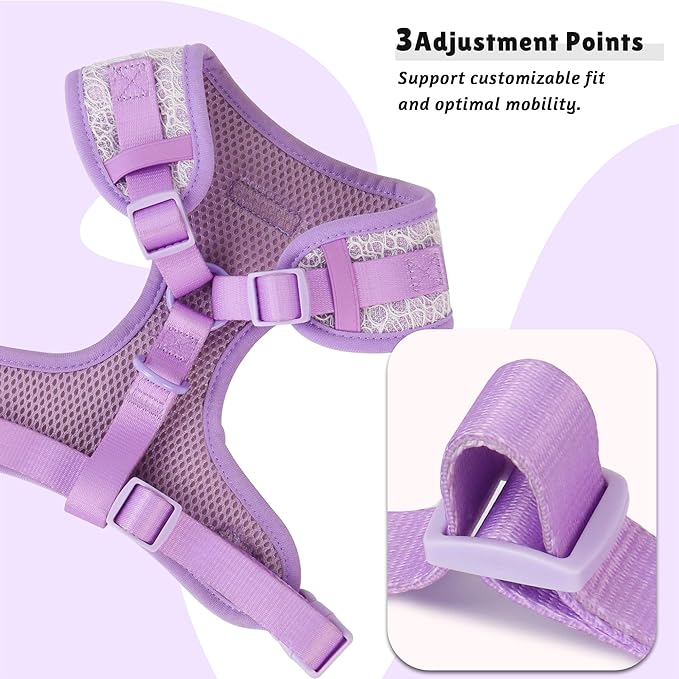 No Pull Dog Vest Harness for Small&Medium Dogs, Side Clip Adjustable Pet Vest, Soft Breathable, Fashion Dog Harnesses for Walking, Running, Shopping (Purple, S)