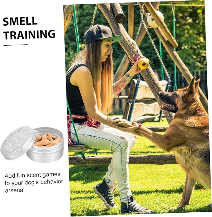 VANZACK 80ml Dog Scent Training Kit 10pcs Aluminum Sniffle Boxes for Canine Nose Work and Scent Detection Portable Odor Training Supplies for Dogs and Puppies