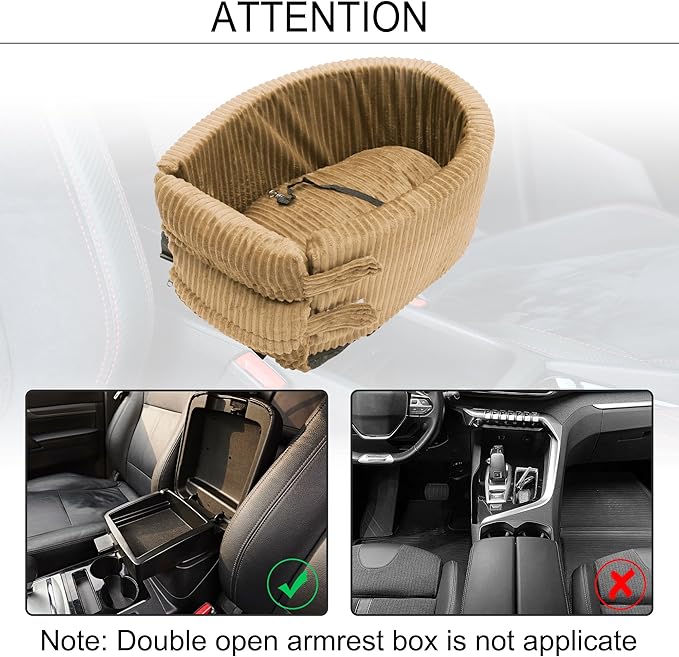 X AUTOHAUX Dog Car Seat Seat Adjustable Straps for Medium Small Sized Puppy Cat Seat Pets Soft Non Slip Bottom Travel Bed Corduroy Khaki