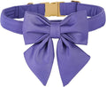 Maca Bates Purple Dog Collar with Cute Petunia Solid Sailor Bow Tie,Large Girl Boy Dogs,Girly Adjustbale Durable Breakaway Soft Collars with Bowtie for Female Male Puppy,Pet with Metal Buckle