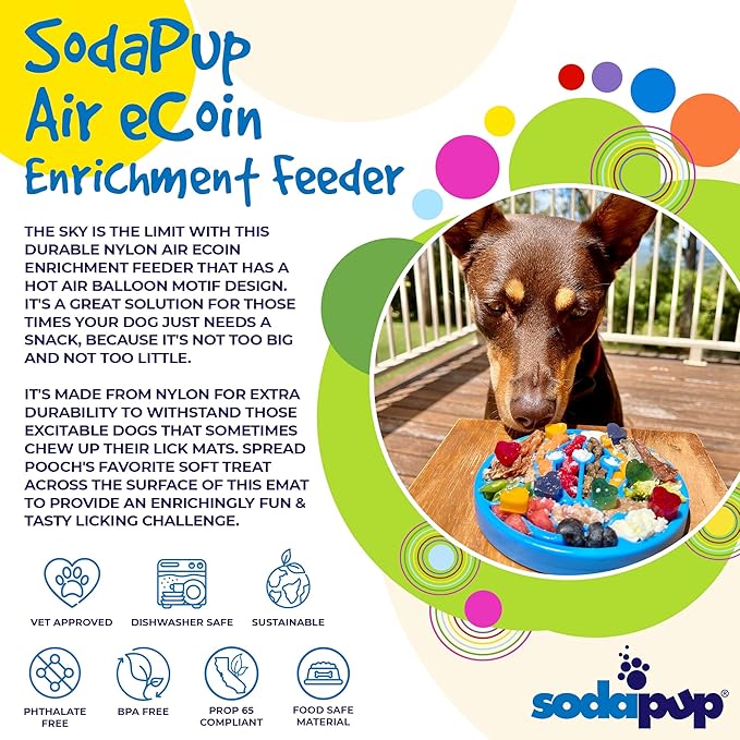 SodaPup Air eCoin – Durable Slow Feeder Tray Made in USA from Non-Toxic, Pet-Safe, Food Safe, Nylon Material for Mental Stimulation, Calming Nerves, Avoid Overfeeding, Promotes Fresh Breath & More