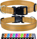 FunTags Reflective Dog Collar, Sturdy Nylon Collars for Large Girl and Boy Dogs, Adjustable Dog Collars for Animals with Quick Release Buckle, Khaki