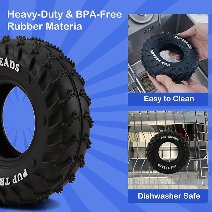 Dog Chew Toy for Aggressive Chewers Heavy Duty Rubber Tire for Medium Large Dogs