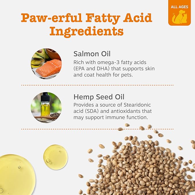 Zesty Paws Salmon Omega Oil Hemp for Dogs and Cats with Wild Alaskan Salmon Oil Omega 3 and 6 Fatty Acids with EPA DHA for Pets Supports Normal Skin Moisture and Immune System Function 16oz