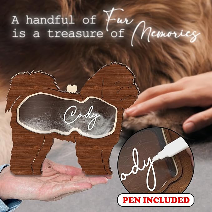 Shih Tzu Hair Keepsake Box Wooden Pet Urns Gifts Unique Shape Standable Tabletop Decor Pet Dog Memorial Idea Gift for Pet Lover Family Friends Storing Hair Teeth Ashes