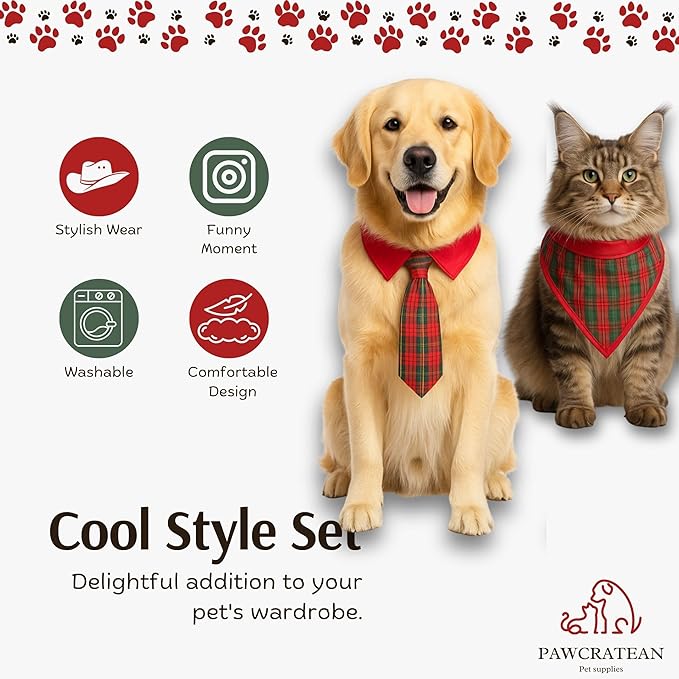 Pet Custom Dog Custom Cat Custom Hoodie, Sporty Look, Funny Gift, Halloween Holiday (Red Tie & Scarf Set, Medium)