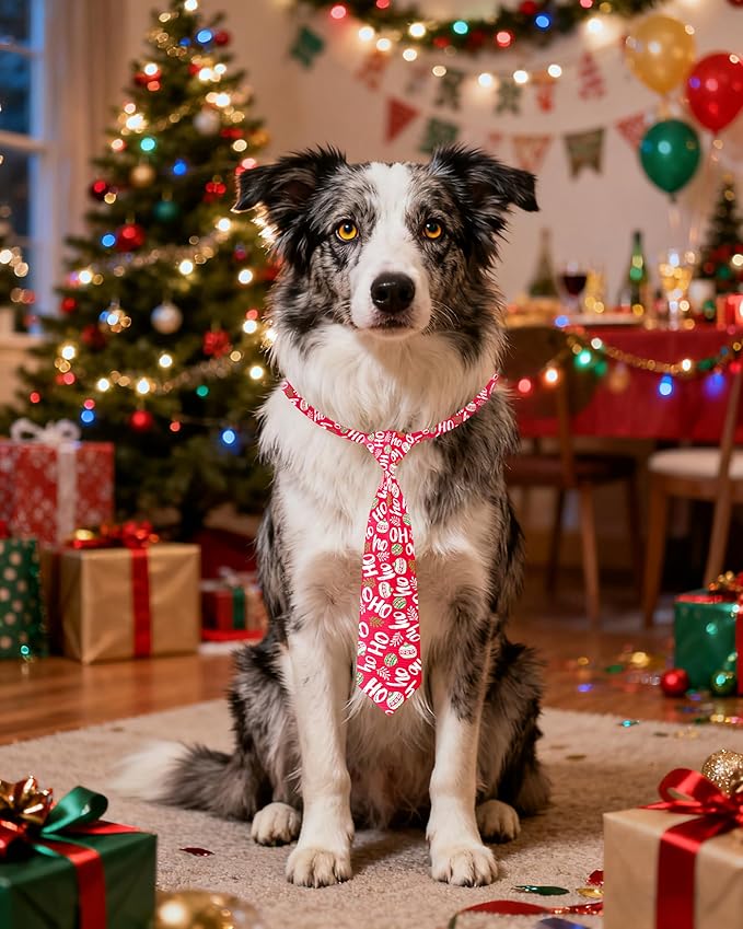 PET SHOW 10 Pack Holiday Big Dog Ties Neckties for Large Breed Dogs XL Adjustable Grooming Accessories Neck Ties Bowties Girl Boy Pets Festival Costumes Wedding Party Gift Favor