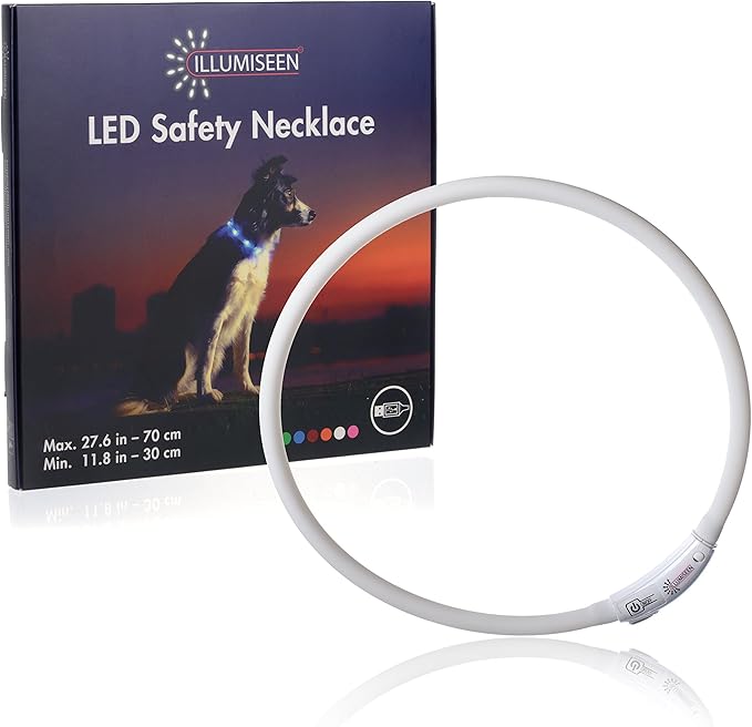 LED Dog Necklace Collar - USB Rechargeable Loop - Available in 6 Colors - Makes Your Dog Visible, Safe & Seen