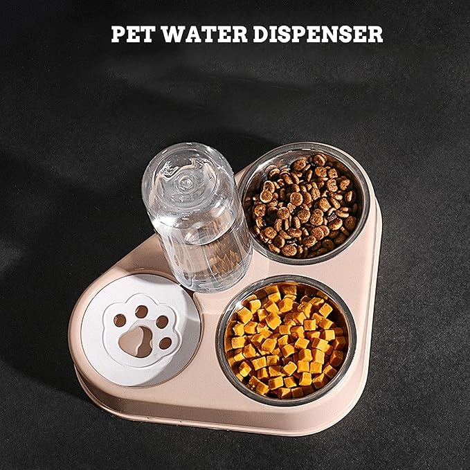 Automatic Pet Water Dispenser with Removable Stainless Steel Bowls Non-Slip Silicone Base Cat Dog Feeding Station Capacity Easy to Clean and Assemble
