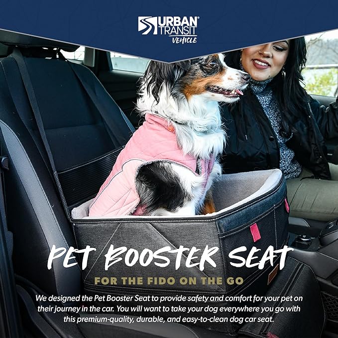 Pet Booster Seat - Premium Quality Safety Car Seat for Dogs Under 24 lbs - Easy and Comfortable Solution for Safely Transporting Your Pet in The Car - Fits Most Standard Vehicles