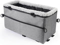 Center Console Dog Car Seat for Small Dogs Pets Under 20lbs with Additional Safety Belt Puppy Rope, Foldable&Washable Car Seats for Dogs with Pocket, Pet Cars Cushion, (Grey 17 * 8 * 9inch)