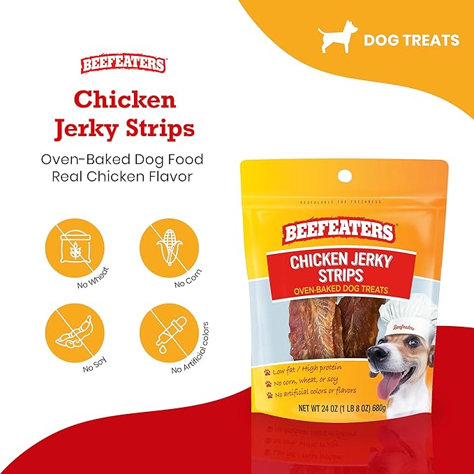 Beefeaters Chicken Jerky Strips for Dogs – Dog Treat. 100% Real Chicken Breast, Grain-Free, No Additives, Perfect for Training & Healthy Growth, Allergy-Friendly