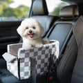 Center Console Dog Car Seat for Pets Up to 15 lbs, Detachable, Washable Cushion, Anti-Slip, Perdurable Oxford Fabric Dogs Cats Portable Travel Carrier, Safety Belt Leash (Grey Plaid, 45cm*25cm*22cm)