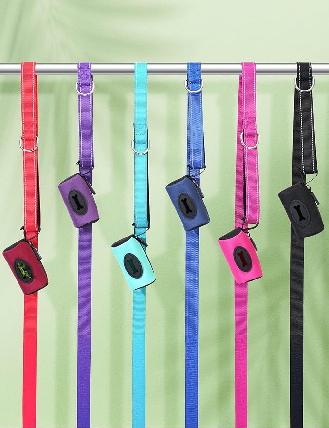 Gobeigo【Easy Pull-Out Version】 Dog Poop Bag Holder,【2-in-1 Hard Plastic Insert & Soft Fabric Bag】Snap-On Strap Dispenser Fits Retractable and Standard Leashes with 1 Roll Bags (Purple)