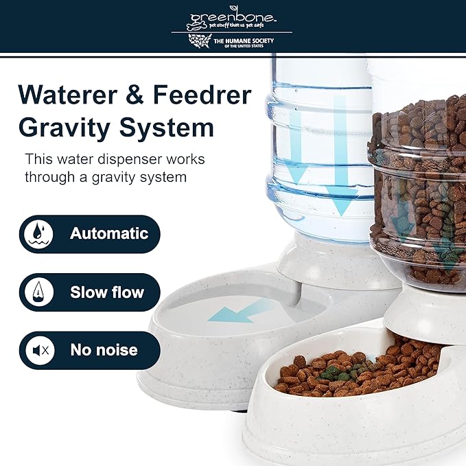 The Humane Society by Greenbone Gravity Feeder & Waterer Bundle - Durable, Pet-Safe, Non-Skid, Easy to Clean, for Pets