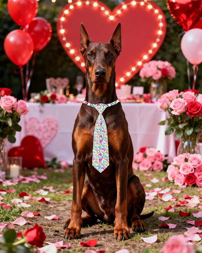 PET SHOW 10 Pack Valentines Big Dog Ties Neckties for Large Breed Dogs XL Adjustable Holiday Grooming Accessories Neck Ties Bowties Girl Boy Pets Festival Costumes Wedding Party Gift Favor(Large)