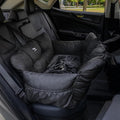 JACKO & CO - Premium Dog Car Seat v2 Booster Seat for Small & Medium Pets Under 40lbs - Machine Washable w Removable Covers, Water Resistant w Clip-On Leash for Back Seat Use (Black Medium (20-40lbs)