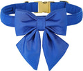 Maca Bates Klein Blue Dog Collar with Cute Solid Sailor Bow Tie for Large Girl Boy Dogs,Adjustbale Durable Breakaway Soft Collars with Bowtie for Female Male Puppy,Pet with Metal Buckle