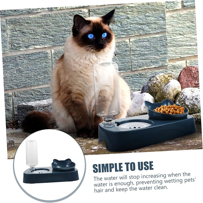 SUPVOX 1set Automatic Dog Water Bowl and Cat Feeder Non-Slip Base Dual Function Pet Drinking and Food Serving Dish Easy to Clean and Use for Busy Pet Owners