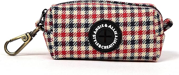 Organic Cotton Dog Poop Bag Holder for Leash Brass Hardware Waste Bag Dispenser Pet Waste Management Solution