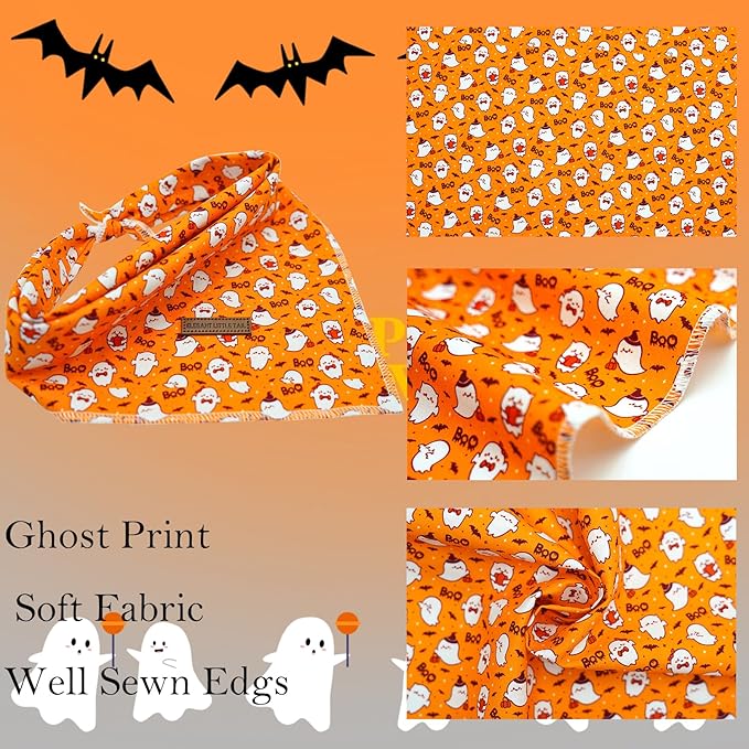 Elegant Little Tail Dog Bandana, Fall Halloween Adjustable Scarf Handkerchief Bib for Small Large Dogs, Boy Girl Square Kerchief