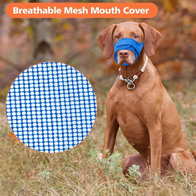 Coppthinktu Soft Dog Muzzle, Breathable Mesh Muzzle for Small Medium Large Sized Dog Mouth Cover, Adjustable Muzzles to Prevent Biting Barking Dogs Mouth Cover Allows Drinking (Dark Blue XL)