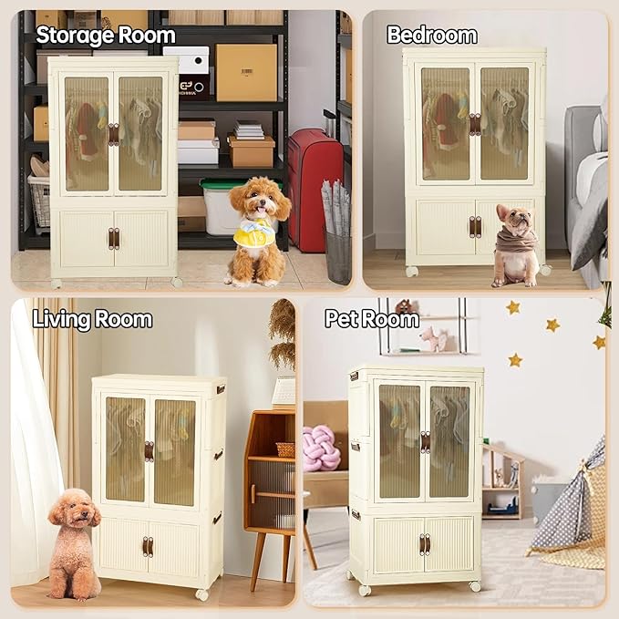 Dog Wardrobe with Wheels, Drawers and Hangers for Dog Clothes and pet Accessories 1