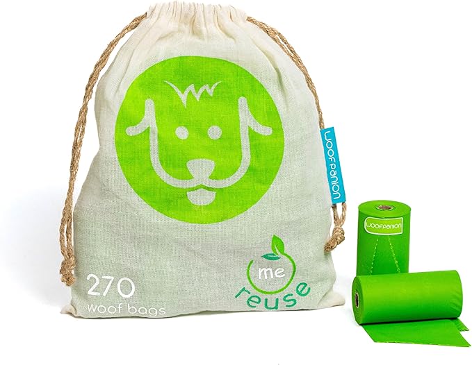 Woofpanion Dog Poop Bags Rolls - Poop Bags for Dogs - Leak Proof and Extra Thick Dog Bag - Made from Recycled Plastic Unscented Refill Rolls for Easy Cleanup, 270 Bags