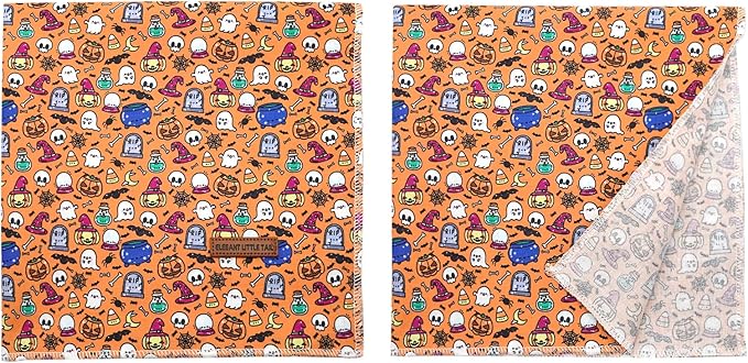 Elegant Little Tail Bandanas, Girl & Boy Dog Kerchief, Halloween Bib Scarf, Soft Washable Square, Adjustable for Small, Medium & Large Dogs