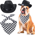 Yewong Pet Cowboy Costume Accessories Dog Cat Pet Size Cowboy Hat and Bandana Scarf West Cowboy Accessories for Puppy Kitten Party Festival and Daily Wearing Set of (Black hat+Black bib)