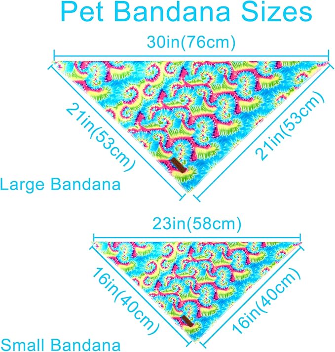 Dog Bandana - Comfortable Cotton Triangle Bid Scarf for Medium Large Dogs, Washable Pet Kerchief for Girl Boy, Tie Dye, Cute Classic