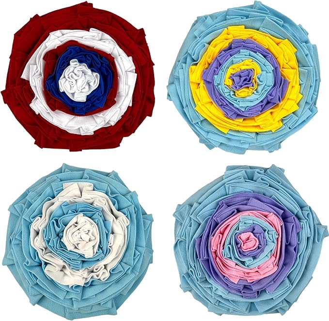 Dog Snuffle Mat for Cats and Puppies, Slow Feeding Training Toy with Anti-Slip Bottom, Soft Fleece Treat Nose Work Pad 45x45cm (A01)