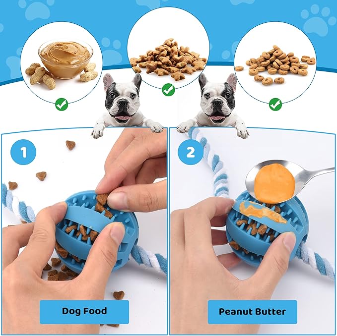 Interactive Dog Toys, Crate Training Aids for Puppies, Reduce Stress Anxiety Peanut Butter Dog Food Treat Dispenser Toys