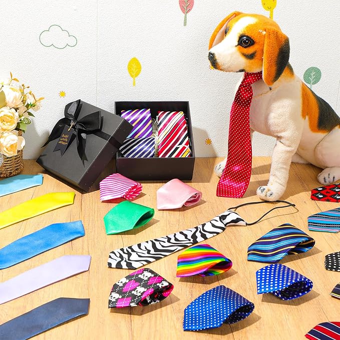 Newcotte 110 Pcs Large Dog Ties Bulk Adjustable Neck Ties Collar Grooming Neckties for Girl Boy Winter Dogs Gift Favor (Fresh)