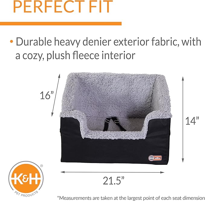 K&H Pet Products Bucket Booster Pet Seat Rectangle Knockdown Black/Gray Large
