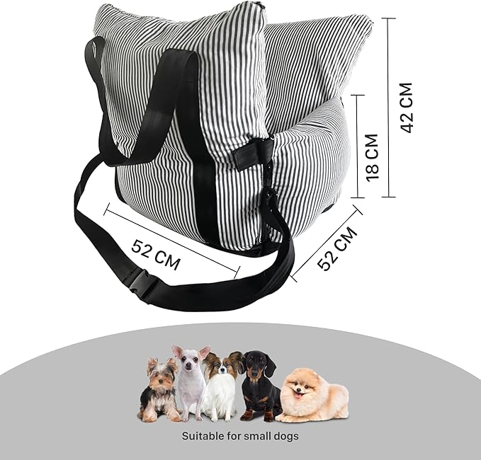 Dog Car Seat for Medium & Small Dogs - Portable Car Crate Carrier with Tear-Resistant Fabric, Non-Slip Base & Upgraded Padding - Adjustable Straps with Secure Clips for Travel Indoor Outdoor